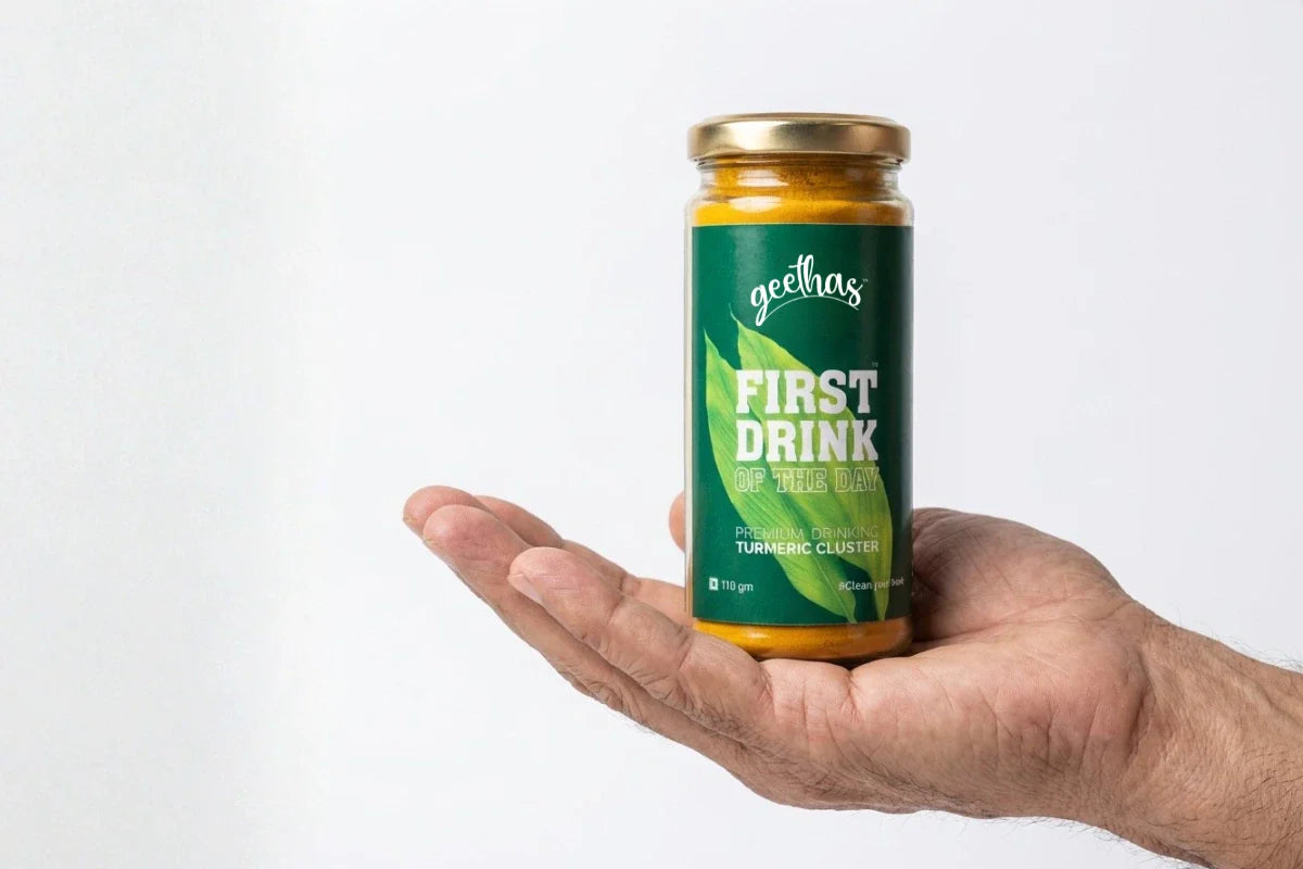 Geetha’s First Drink turmeric morning detox drink for gut health and immunity