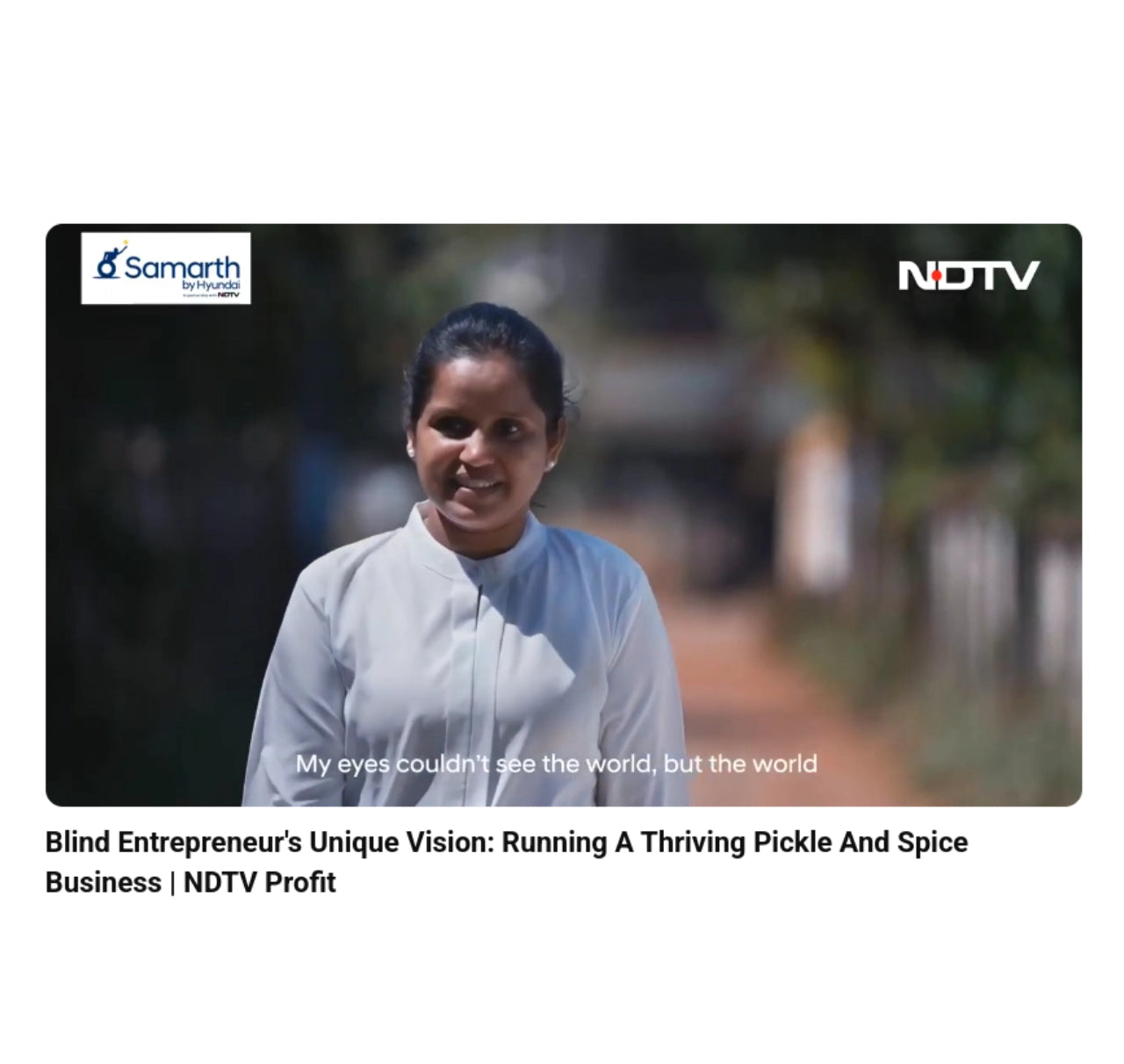NDTV news feature on Geethas turmeric superfood brand founded by a visually impaired entrepreneur